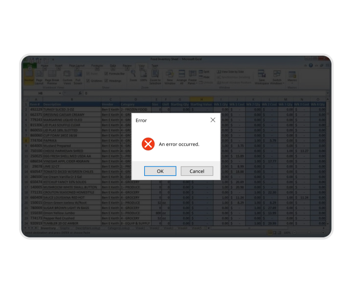 Excel for managing production processes